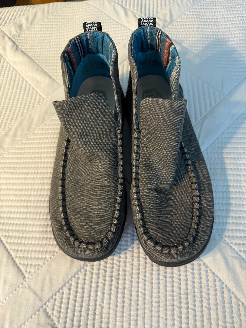 Hey Dude Women's Ankle Boots in Charcoal Gray with Teal Lining